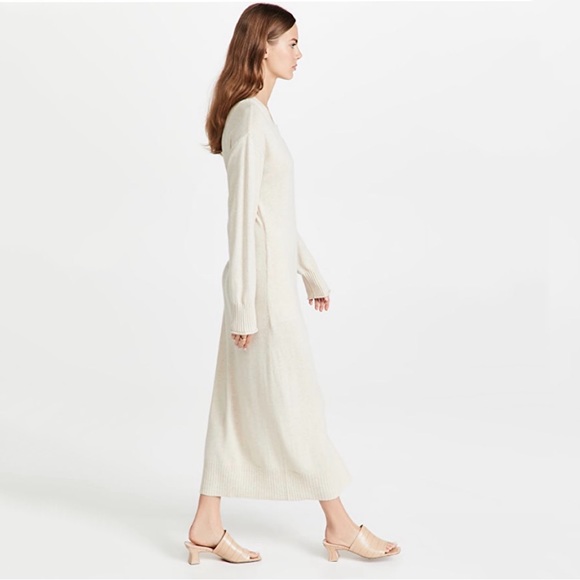 Johnathan SIMKHAI Evalynn Cashmere Blend Wrap Knit Midi Dress in Parchment Sz S - Picture 3 of 8